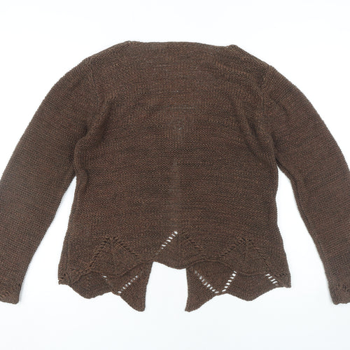 Debbie Morgan Brown Open-Knit Cardigan Women M