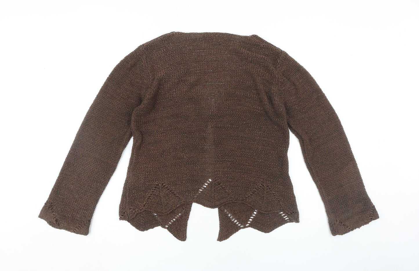 Debbie Morgan Brown Open-Knit Cardigan Women M