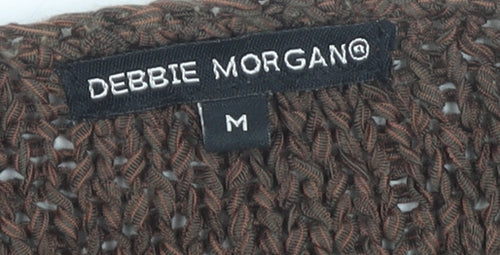 Debbie Morgan Brown Open-Knit Cardigan Women M