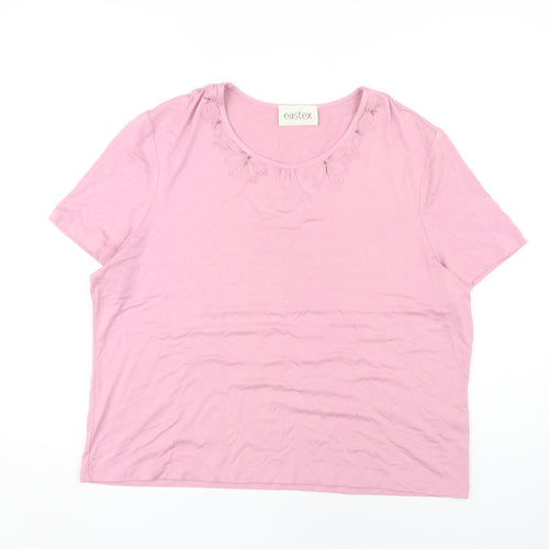 Eastex Women's Pink Embroidered T-Shirt Size 20