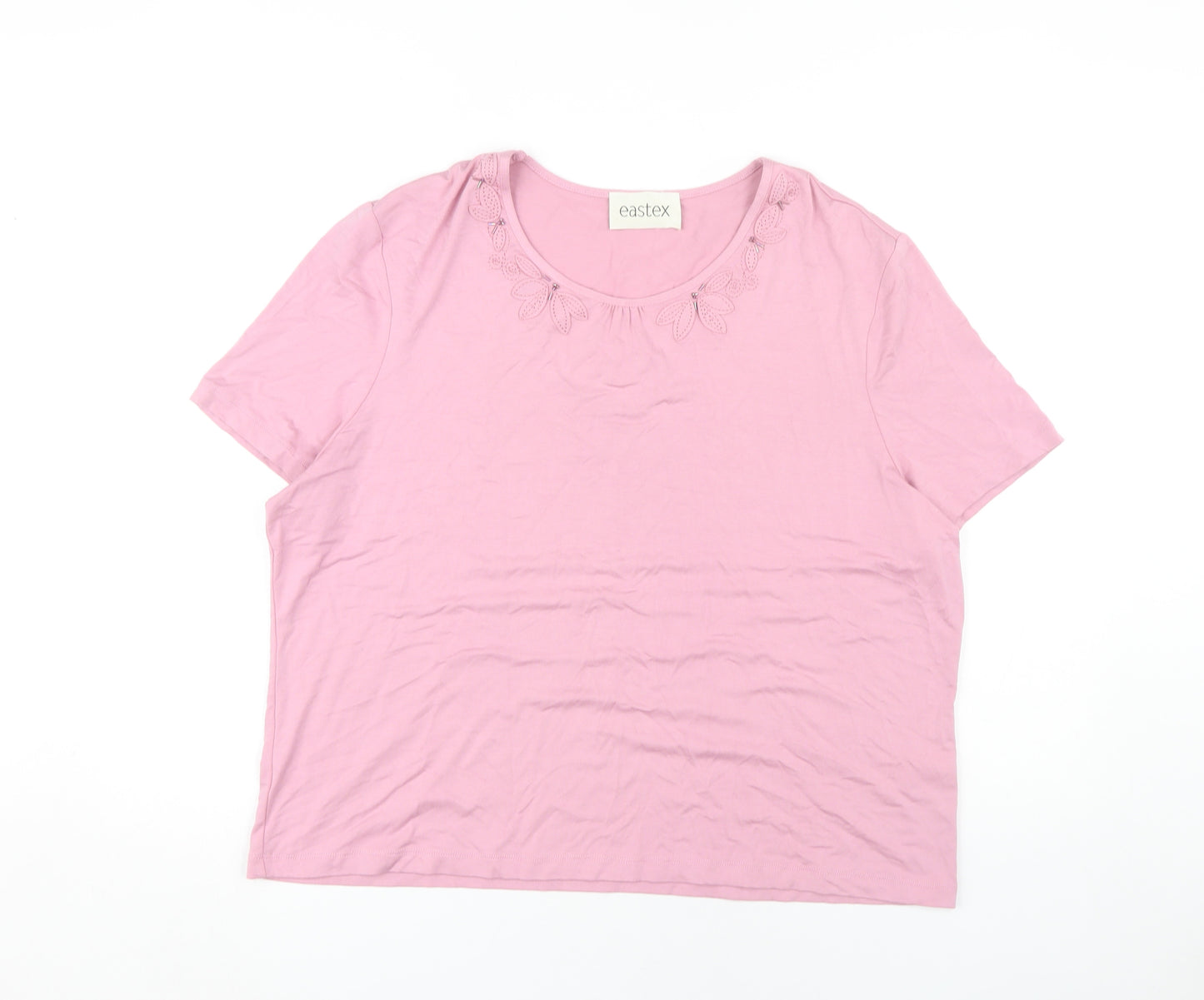 Eastex Women's Pink Embroidered T-Shirt Size 20