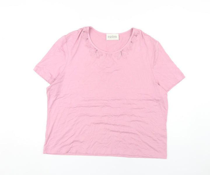 Eastex Women's Pink Embroidered T-Shirt Size 20