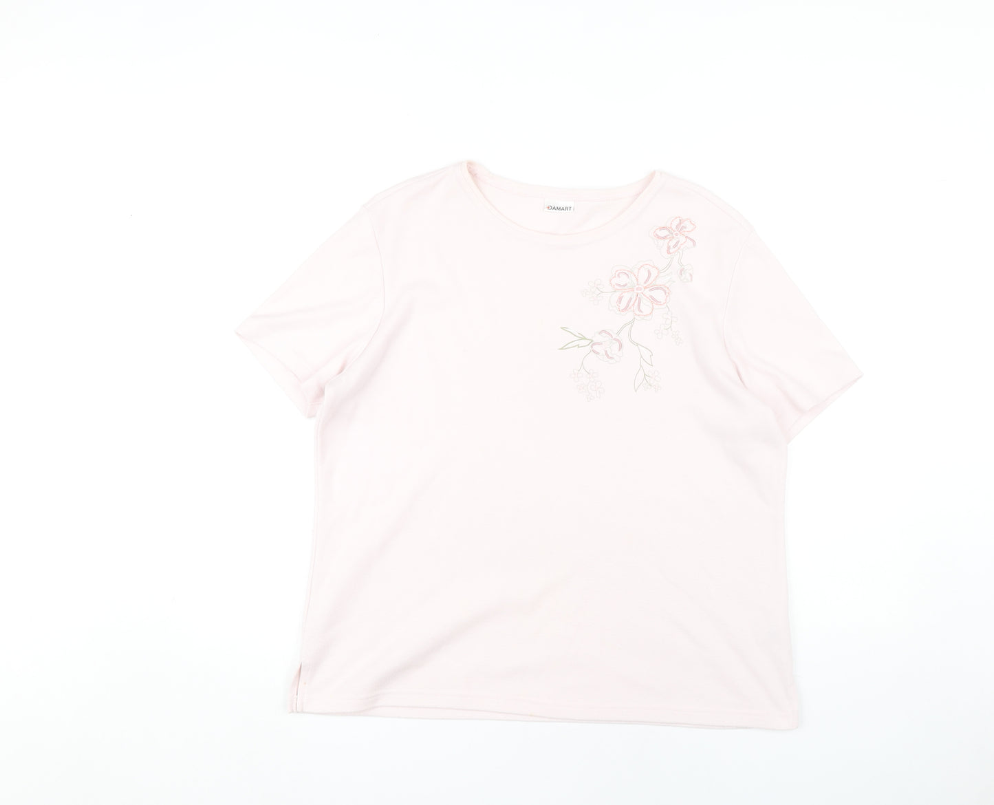 Damart Women’s Pink Embroidered T-Shirt Size 14