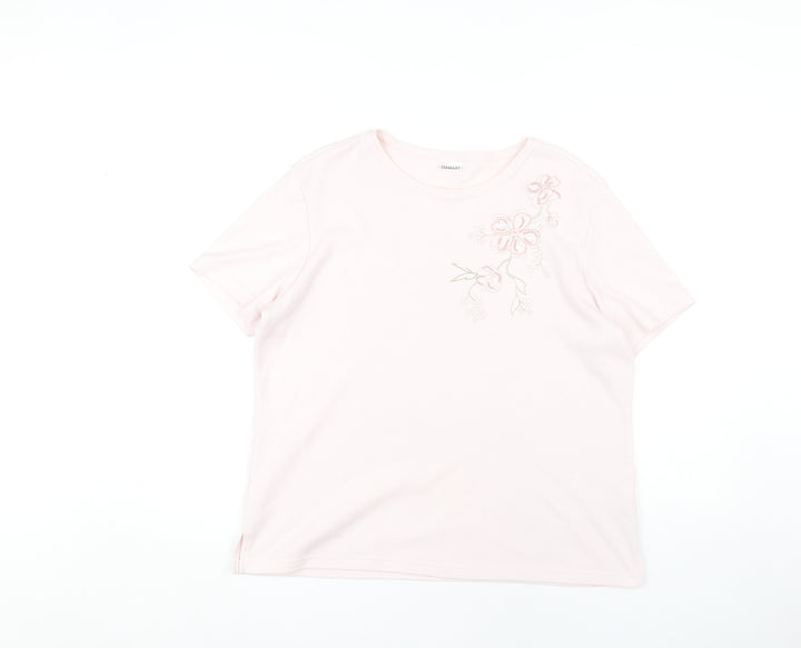 Damart Women’s Pink Embroidered T-Shirt Size 14