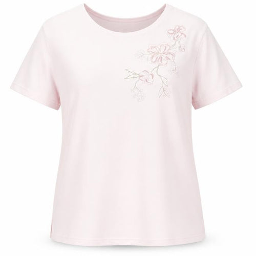 Damart Women’s Pink Embroidered T-Shirt Size 14