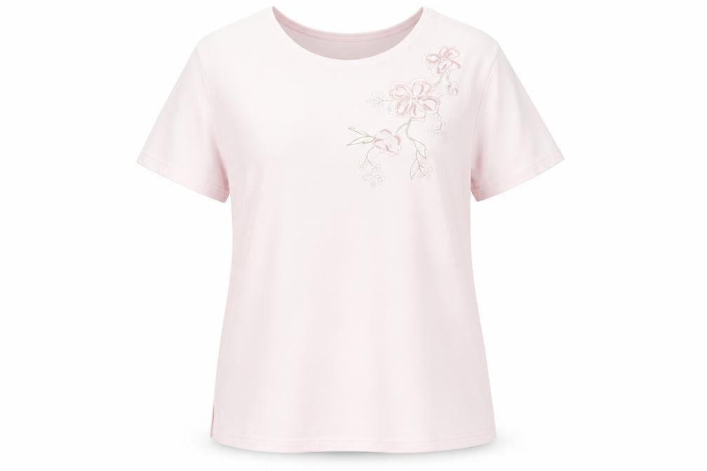 Damart Women’s Pink Embroidered T-Shirt Size 14