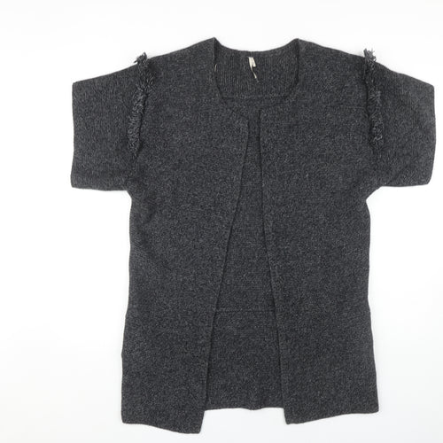 IRO Women's Grey Open Front Cardigan, Size 2, Short Sleeve