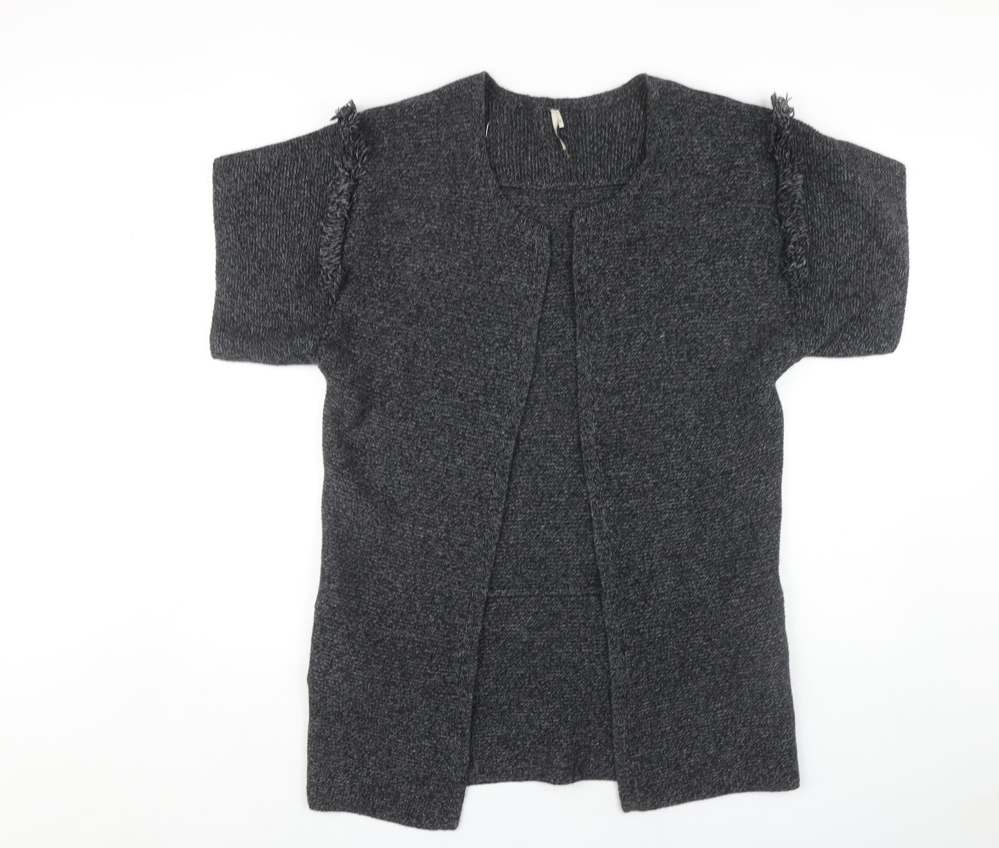 IRO Women's Grey Open Front Cardigan, Size 2, Short Sleeve