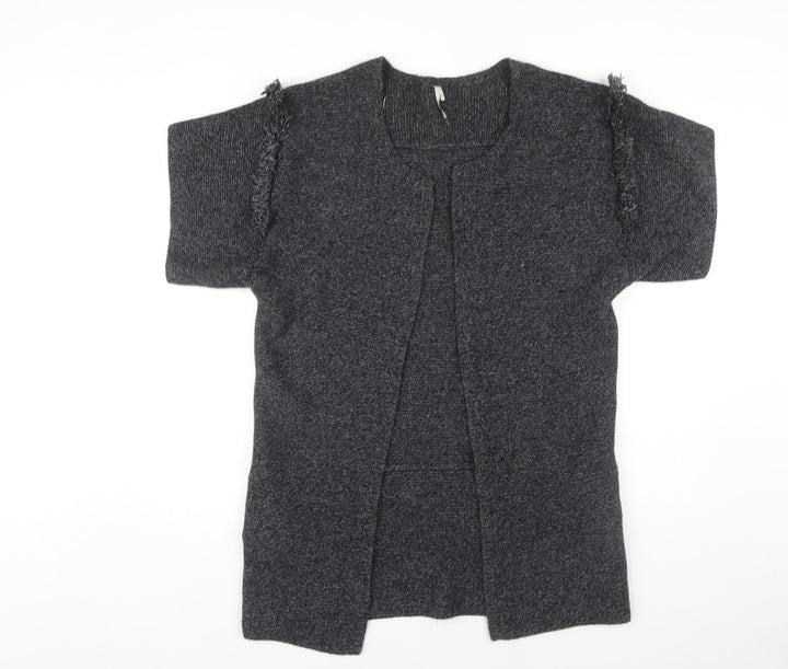 IRO Women's Grey Open Front Cardigan, Size 2, Short Sleeve