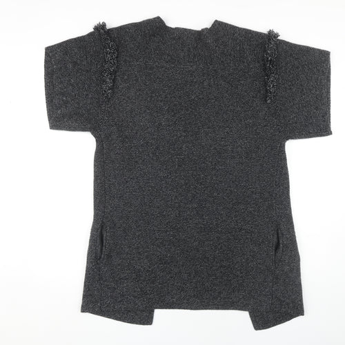 IRO Women's Grey Open Front Cardigan, Size 2, Short Sleeve