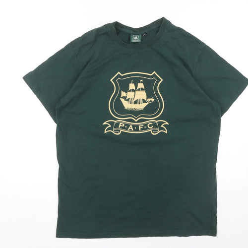P.A.F.C Men's Green T-Shirt, Size L, Sports Logo, Cotton