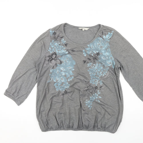 Debenhams Women’s Grey Floral T-Shirt Size 16