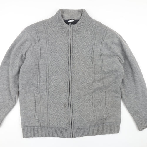PEGASUS Men's Grey Full Zip 2XL Jumper High Neck