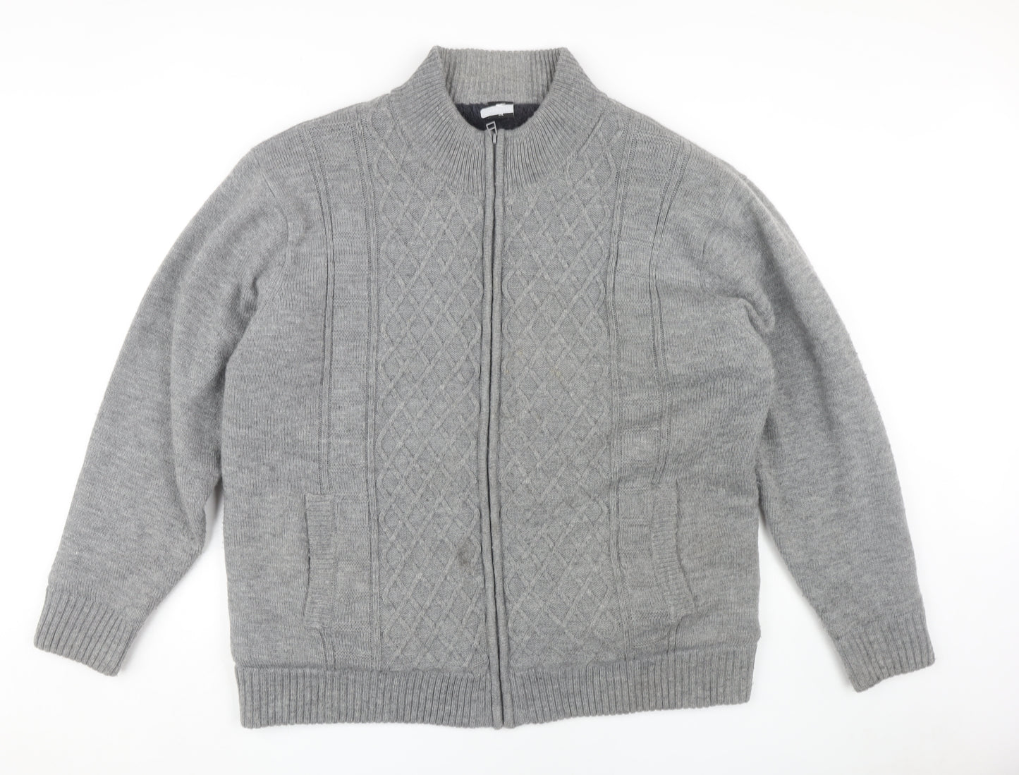 PEGASUS Men's Grey Full Zip 2XL Jumper High Neck
