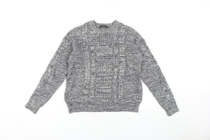 Mango Women's Grey Cable-Knit Pullover Jumper, Size 12