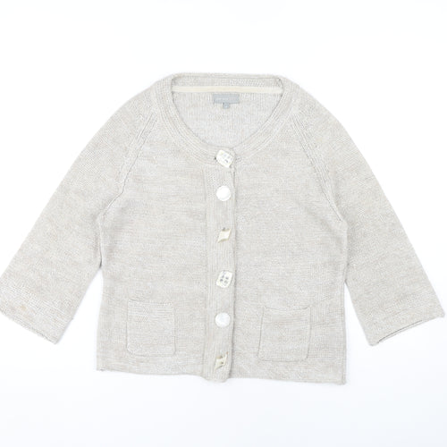Per Una Women's Beige Cardigan Medium Round Neck