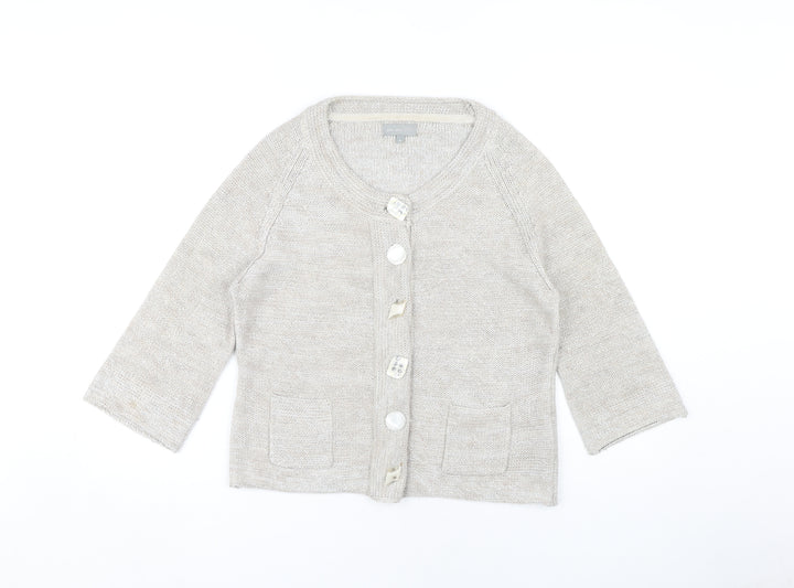 Per Una Women's Beige Cardigan Medium Round Neck