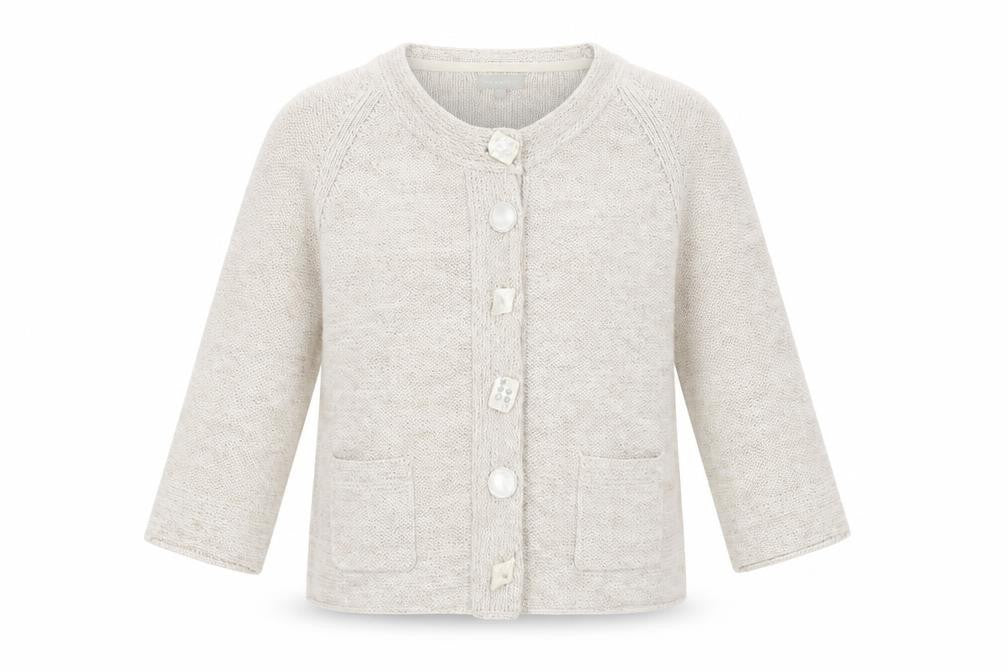 Front view of Per Una Women's Beige Cardigan Medium Round Neck
