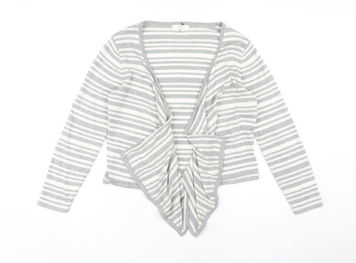 Marks and Spencer Women Grey Striped Open Front Cardigan Size 16