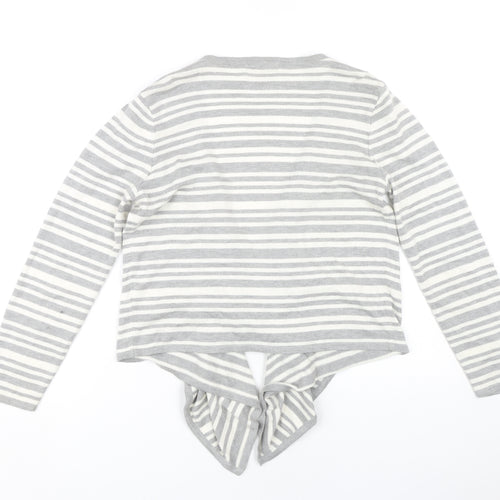 Marks and Spencer Women Grey Striped Open Front Cardigan Size 16
