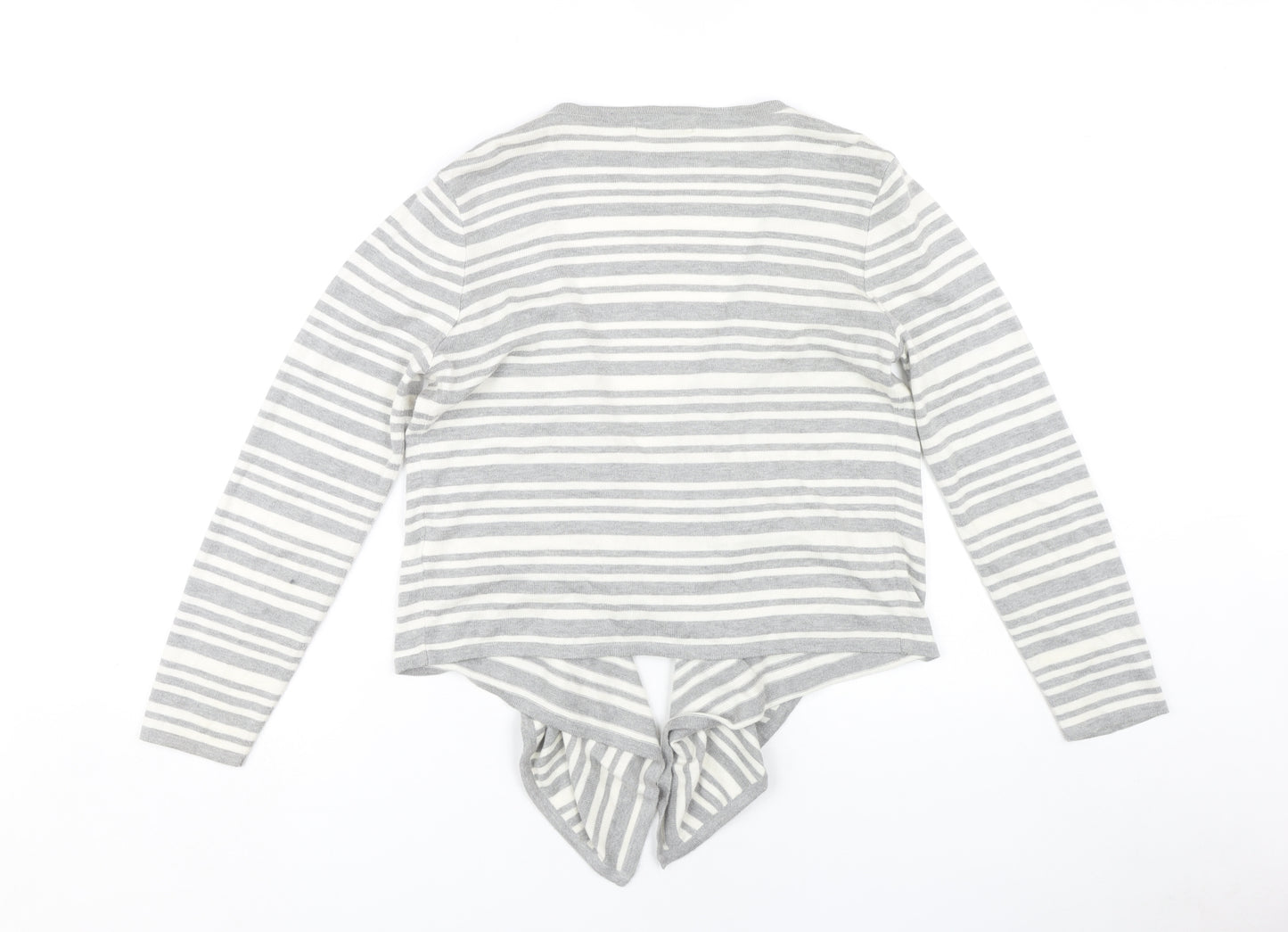 Marks and Spencer Women Grey Striped Open Front Cardigan Size 16
