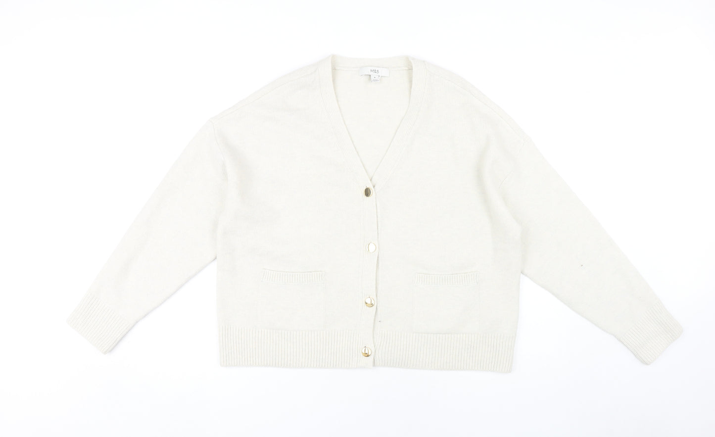 Marks and Spencer Women's Ivory V-Neck Cardigan M