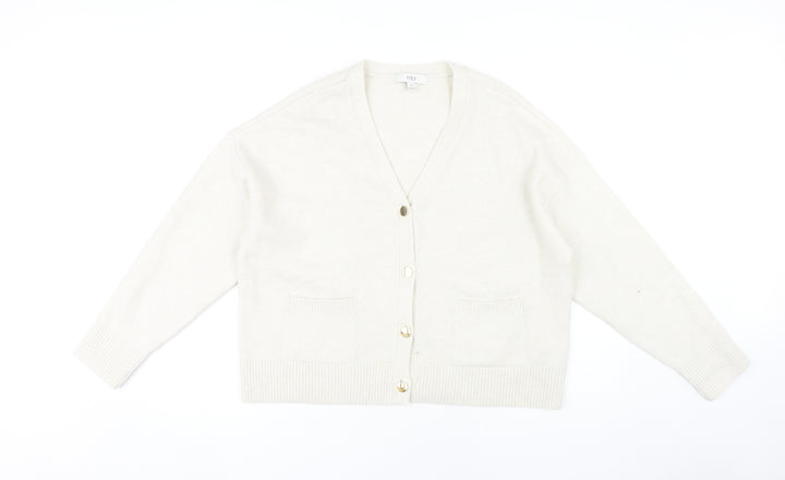 Marks and Spencer Women's Ivory V-Neck Cardigan M