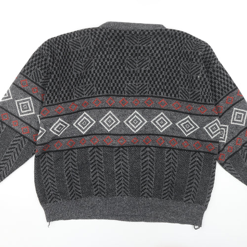 Top Fashion Gear Men's Grey L Geometric Knit Pullover Jumper