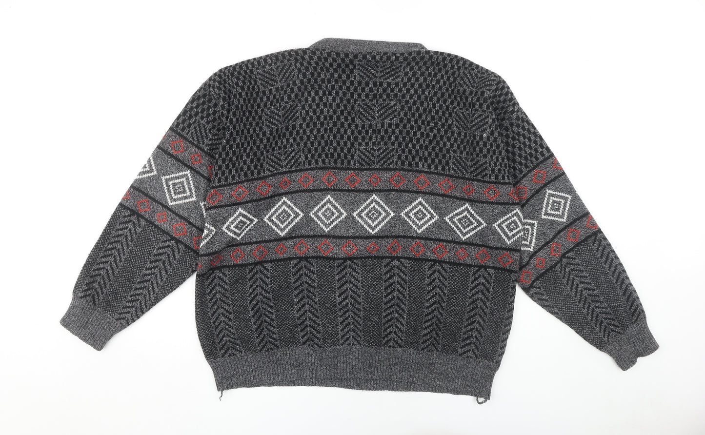 Top Fashion Gear Men's Grey L Geometric Knit Pullover Jumper