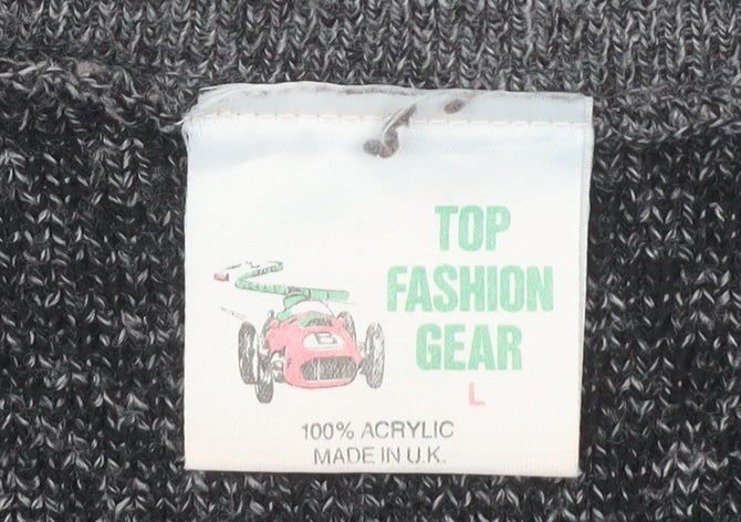 Top Fashion Gear Men's Grey L Geometric Knit Pullover Jumper