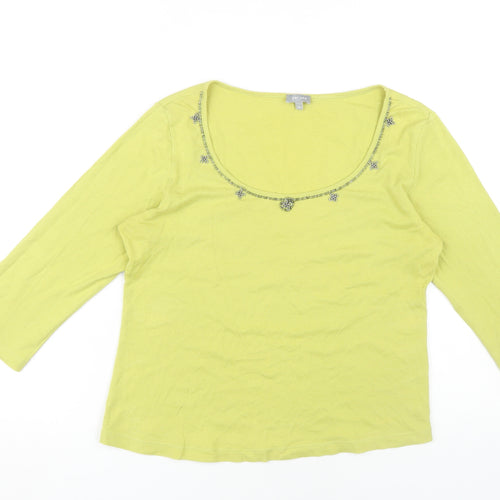 Per Una Women’s Green 3/4 Sleeve Scoop Neck Top