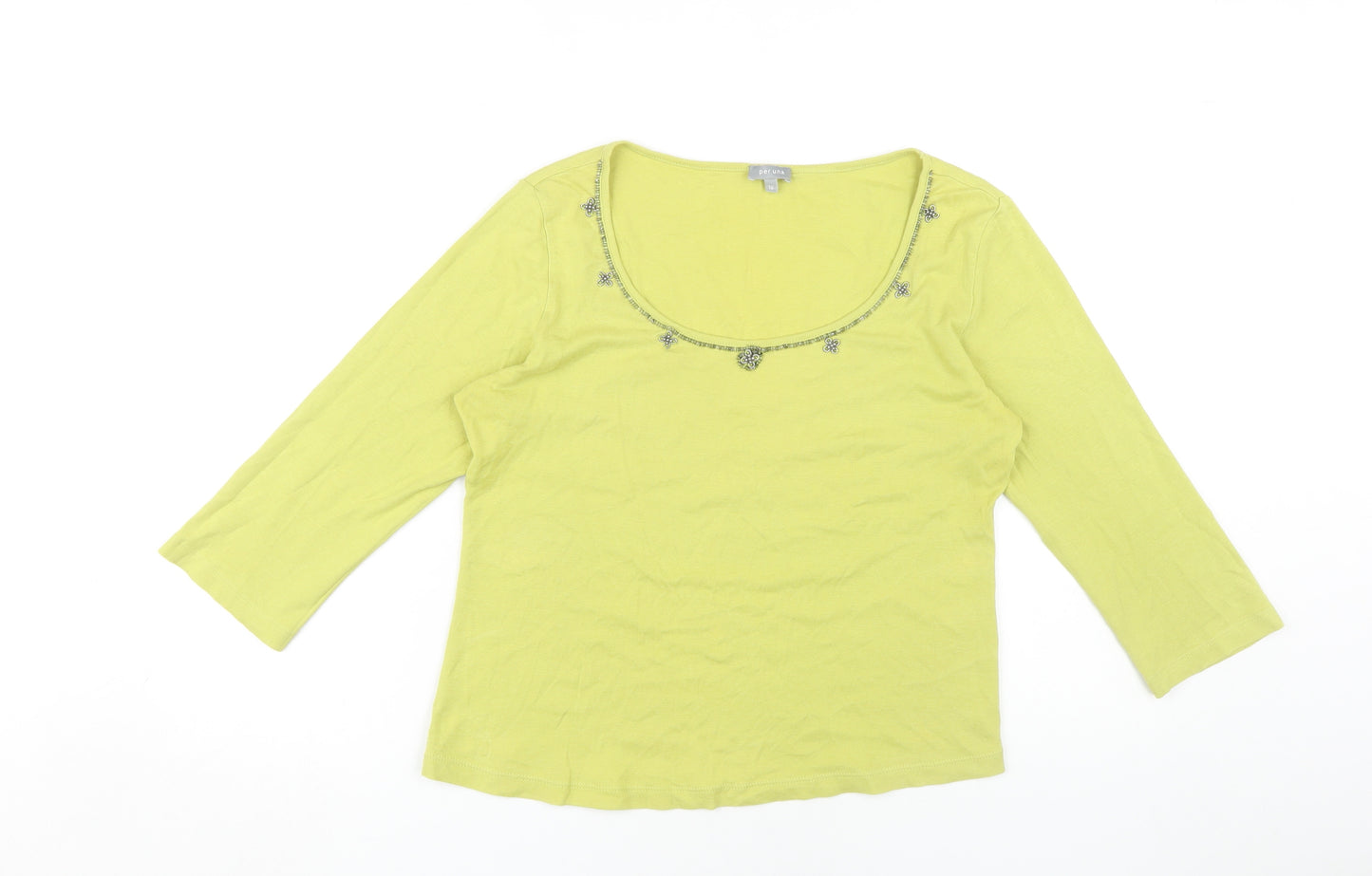 Per Una Women’s Green 3/4 Sleeve Scoop Neck Top