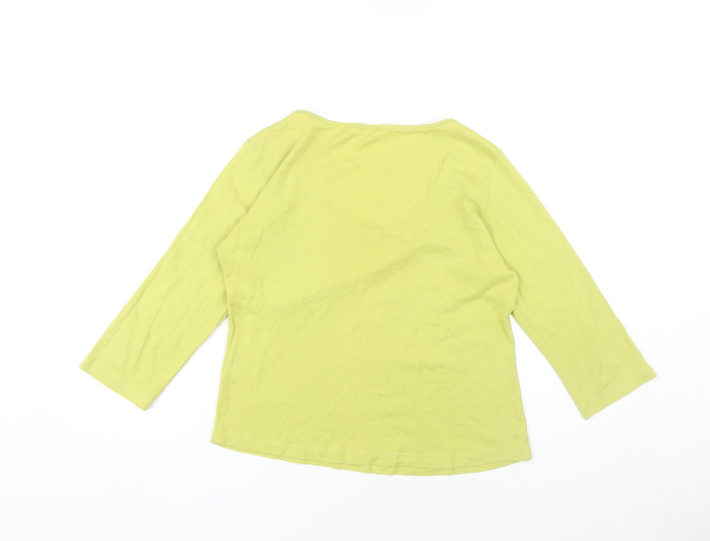 Per Una Women’s Green 3/4 Sleeve Scoop Neck Top