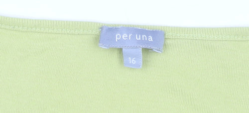 Per Una Women’s Green 3/4 Sleeve Scoop Neck Top