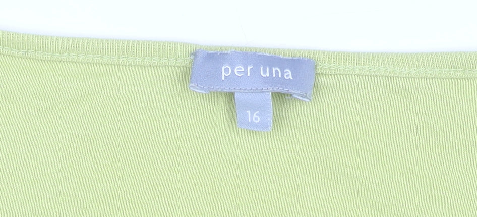 Per Una Women’s Green 3/4 Sleeve Scoop Neck Top