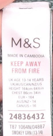 Marks and Spencer Boys Green Pullover Jumper 14 Years