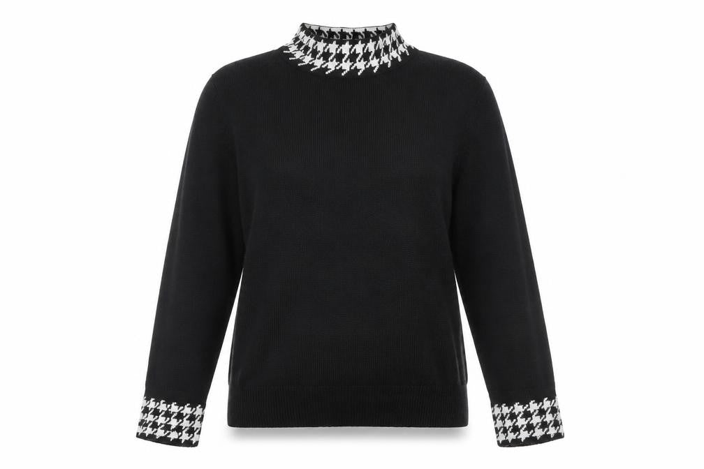 Front view of QED London Women's Black S jumper
