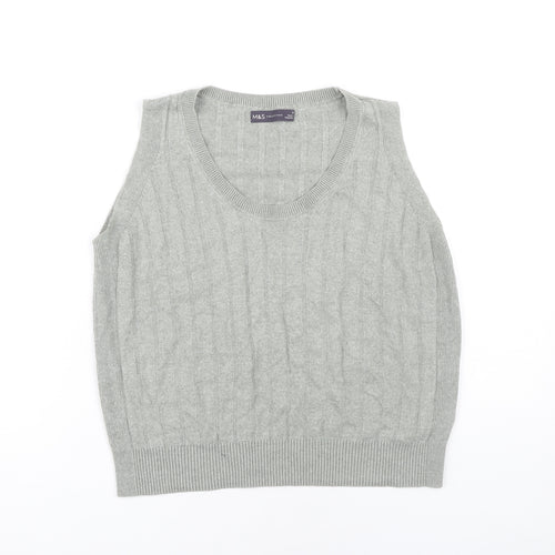 Marks and Spencer Unisex Grey V-Neck Sleeveless Vest