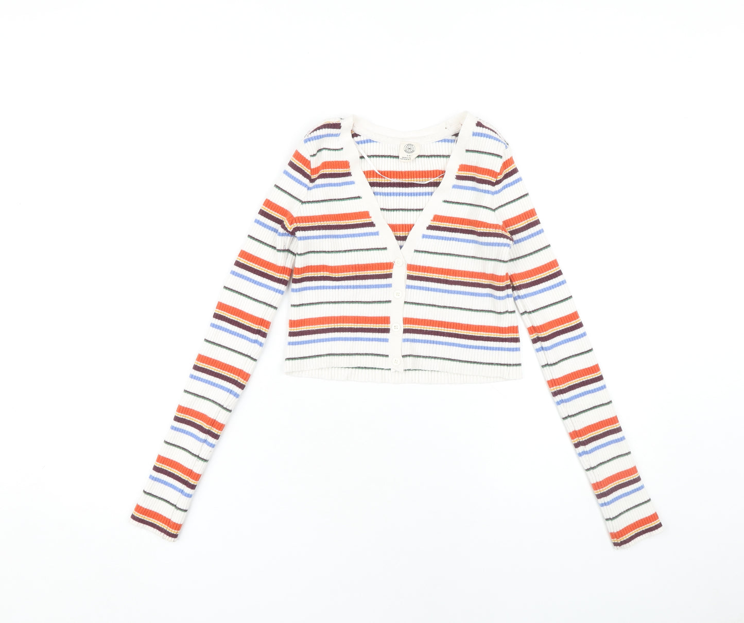 Urban Outfitters Women's Striped Cropped Cardigan - Size 12