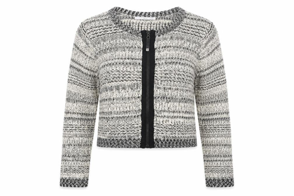 Front view of Truly Women's Grey Zip Cardigan L