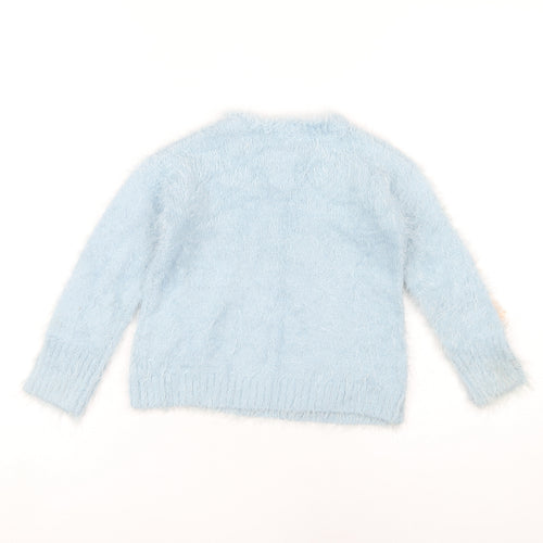Zara Girls Blue Animal Pullover Jumper, 6 Years, Winter