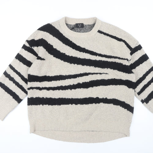 AX Paris Beige Animal Print Women's S Pullover Jumper