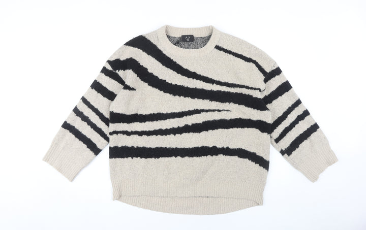 AX Paris Beige Animal Print Women's S Pullover Jumper
