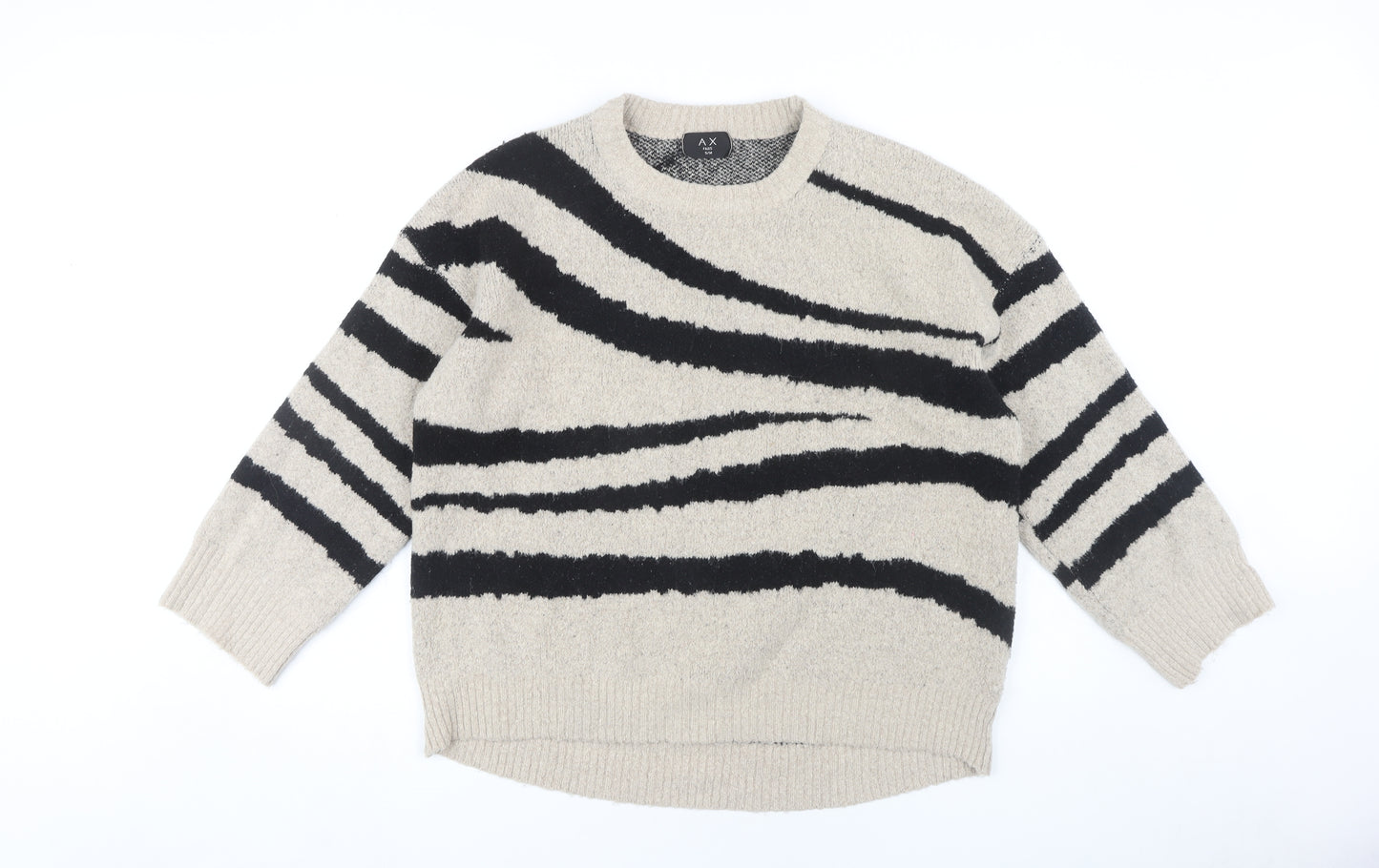 AX Paris Beige Animal Print Women's S Pullover Jumper