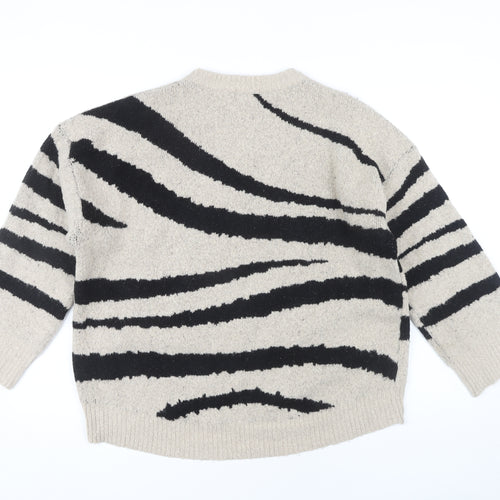 AX Paris Beige Animal Print Women's S Pullover Jumper