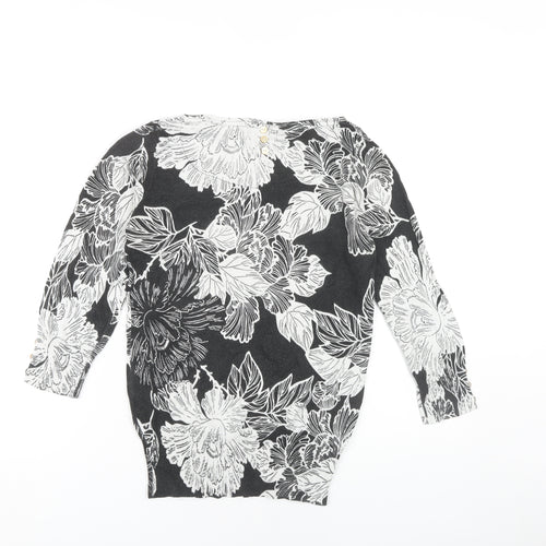 Next Women's Black Floral Pullover Jumper Size 8
