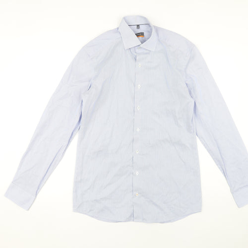 Eterna Men's Slim Fit Blue Striped Dress Shirt