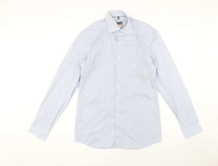 Eterna Men's Slim Fit Blue Striped Dress Shirt
