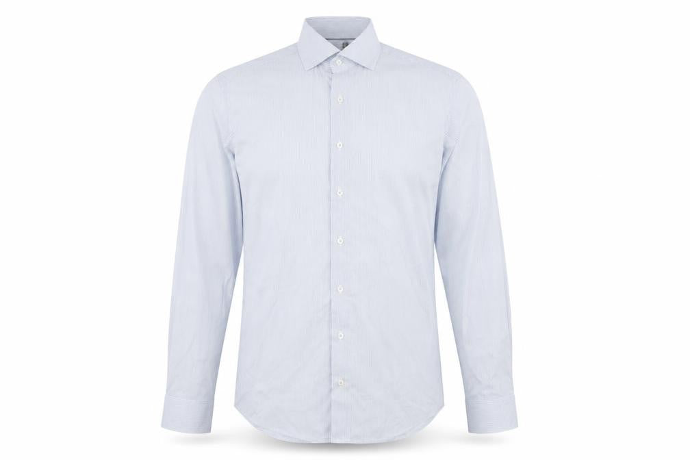 Eterna Men's Slim Fit Blue Striped Dress Shirt