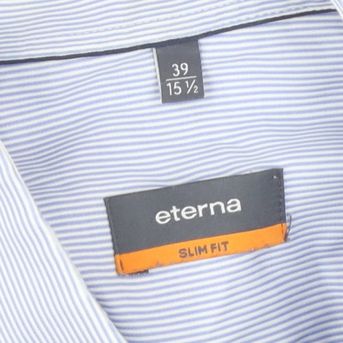Eterna Men's Slim Fit Blue Striped Dress Shirt